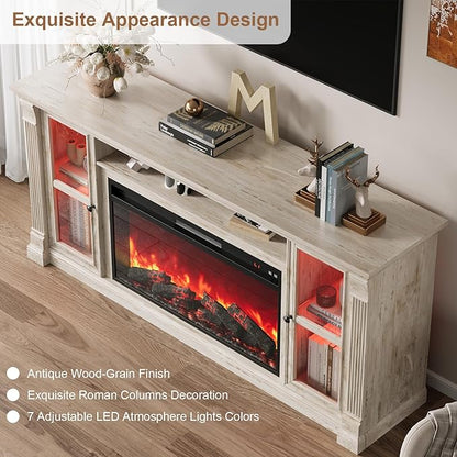 Farmhouse Fireplace TV Stand Up to 80" TVs, Media Console - Image 5