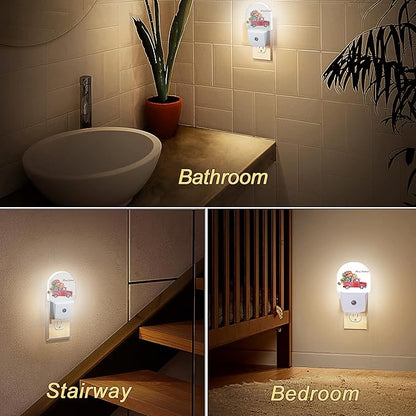 YESPOAK Merry Christmas Night Light, Dusk to Dawn Round Red Truck Gifts Night - Image 6
