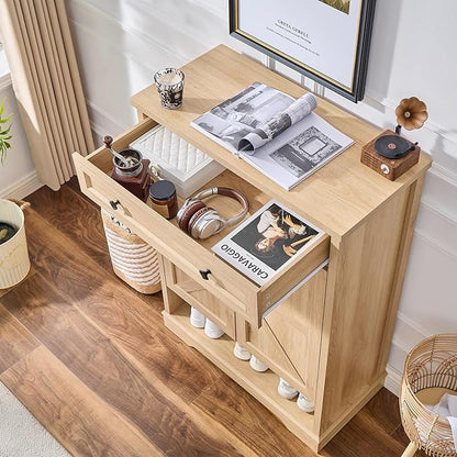 SOOWERY Shoe Cabinet with Drawer, Farmhouse Shoe Storage Cabinet with Doors - Image 4