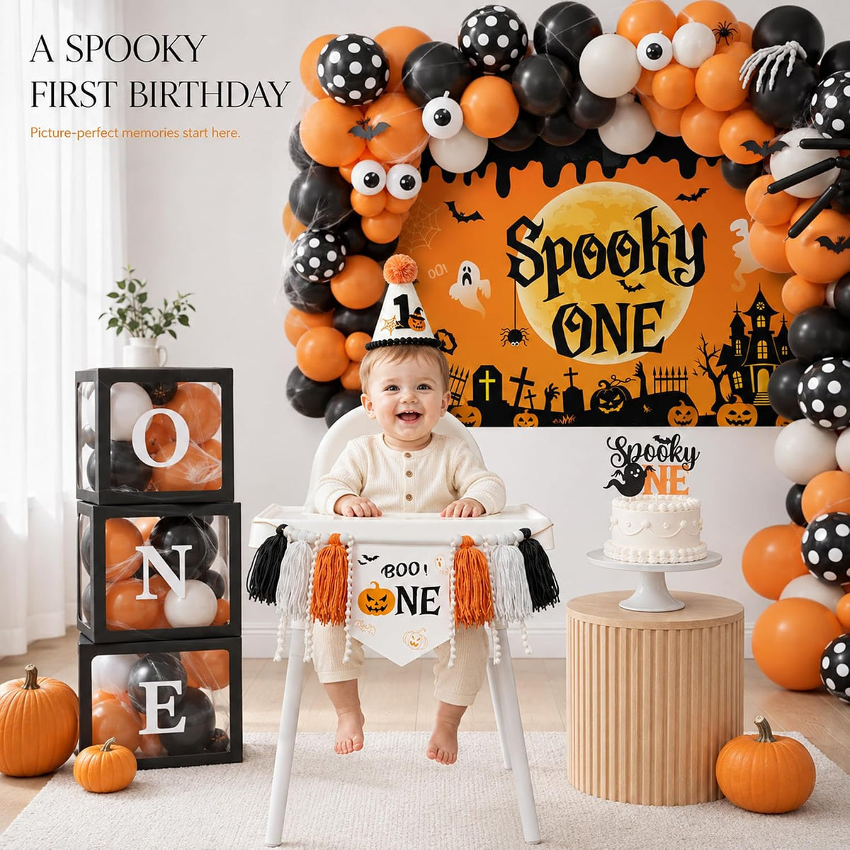 Halloween 1st Birthday Party Decorations,Spooky One Birthday Supplies Decor