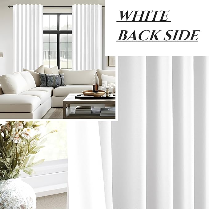 Solid White Blackout Linen Curtains 96 Inches Long - Image 6