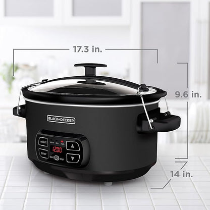 BLACK+DECKER 7-Quart Slow Cooker, Chalkboard Exterior, Locking Lid, 3 Heat - Image 3