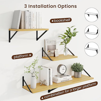Axeman Deep Floating Shelves | 16 Inch Oak Wall Shelves Set of 2 | 10 Inch Deep - Image 4