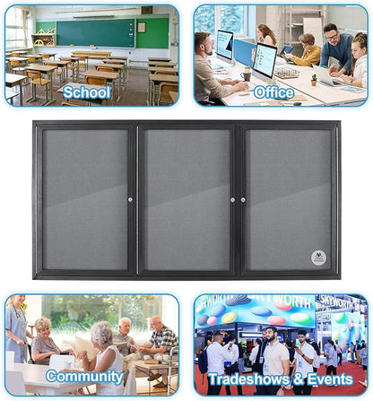 Lockable Outdoor Enclosed Bulletin Board, Weatherproof Cork Noticeboard - Image 5