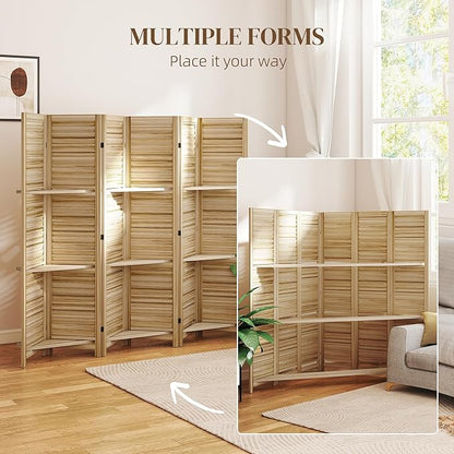 HOMCOM Room Divider, 6 Panel 67" Tall Wood Privacy Screen - Image 6