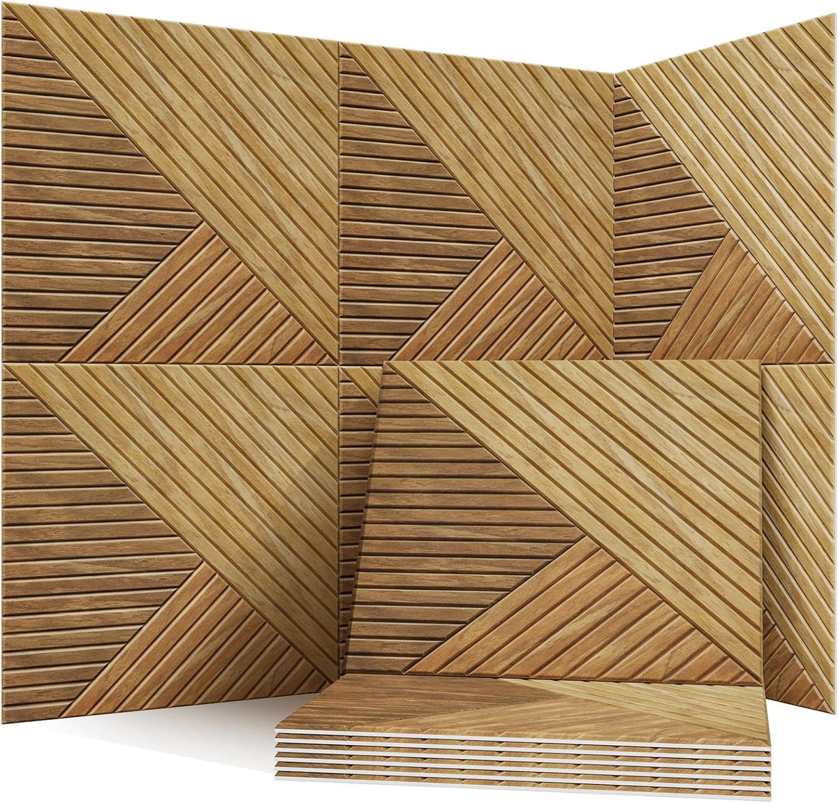 INMOZATA Acoustic Wall Panels, 23.62"x23.62" Oak Sound Absorbing Pa...