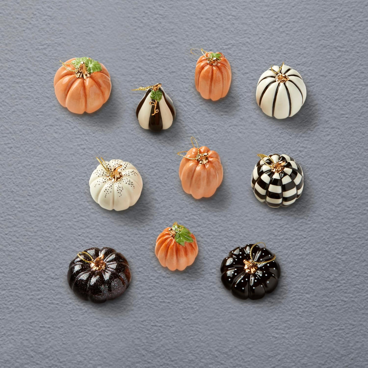Lenox Pumpkin 10-Piece Mini Porcelain Halloween Hanging Ornament Set