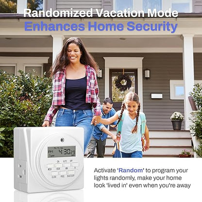 BN-LINK Indoor Digital Timer Outlet, Dual Outlet 7 Day Programmable Light Switch - Image 8