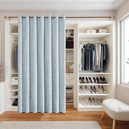Beauoop Blue Floral Jacquard Blackout Curtains 84 Inches Long - Image 5