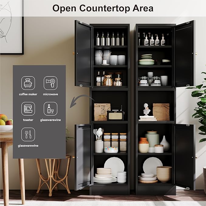 2-Door Metal Storage Cabinet, Tall Slim Pantry Organizer - Image 8