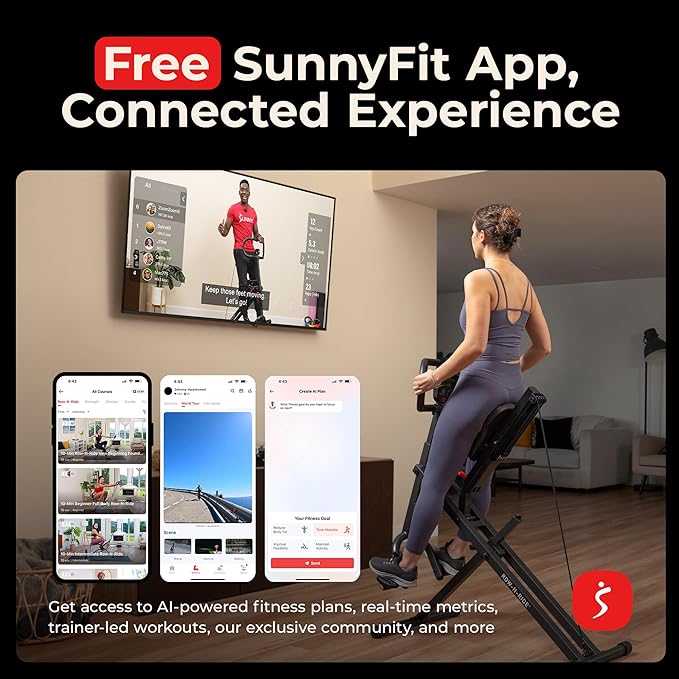 Sunny Health & Fitness Smart Heavy Duty Row-N-Ride, Squat Assist Trainer - Image 5