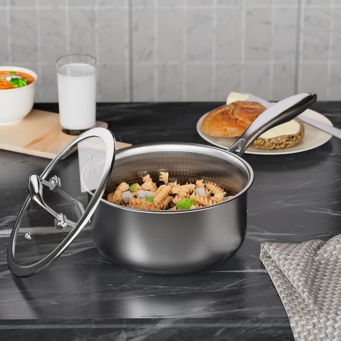 COOKER KING 3 Quart Stainless Steel Saucepan, Nonstick Sauce Pan, Ceramic Suce - Image 7