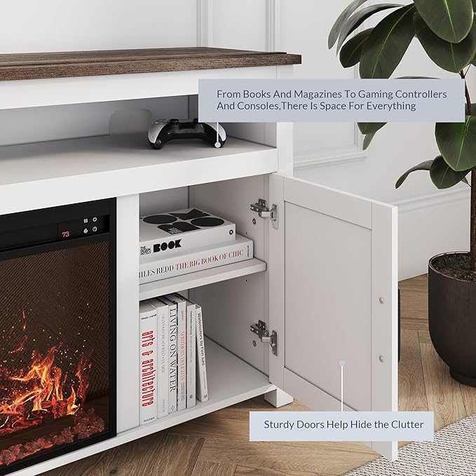 BELLEZE 58" Farmhouse Fireplace TV Stand - Image 3