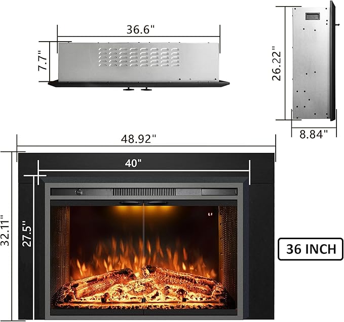Velaychimny 49" Electric Fireplace Insert - Image 2