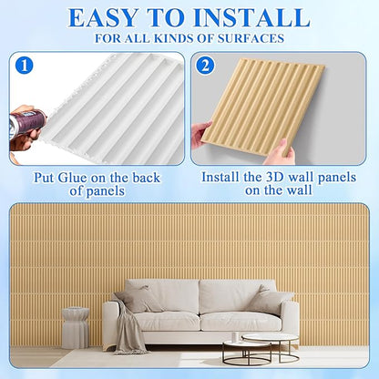 Nuanchu 32 Pcs 3D Slat Wall Panels 12 x 12 Inch PVC Fluted Textured Panel - Image 5