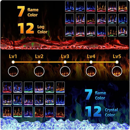 50'' Luxury Electric Fireplace – Wall Mounted & Recessed, Ultra-Slim Design - Image 2
