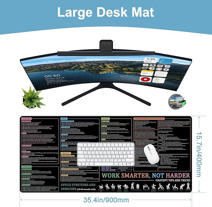 Baziabbo Office Desk Mat, Chat GPT Keyboard Mat, XXL Dirty Resistant Desk Pads - Image 2