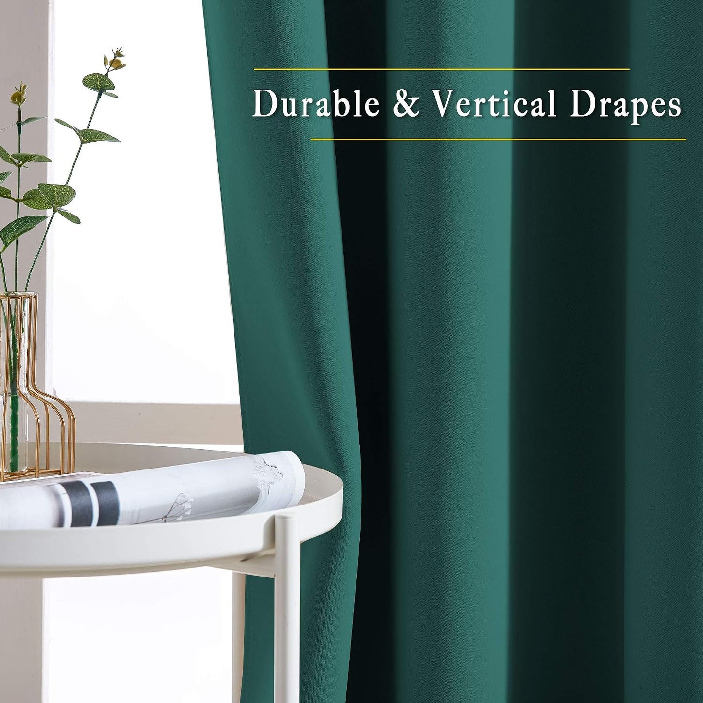 NICETOWN Blackout Curtains for Girl's Room， Thermal Insulated Solid Grommet Room Darkening Curtains/Panels/Drape for Bedroom (Hunter Green， 1 Pair， 46 by 90-Inch)