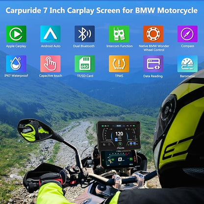 CARPURIDE W702BS PRO for BMW Motorcycle CarPlay & Android Auto Dual Bluetooth - Image 2