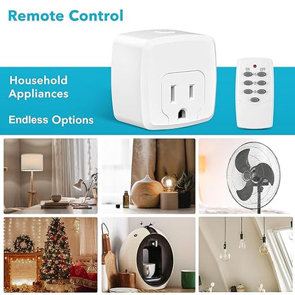 HBN Remote Control Outlet with 100FT RF Signal, Wireless On Off Switch Plug - Image 2