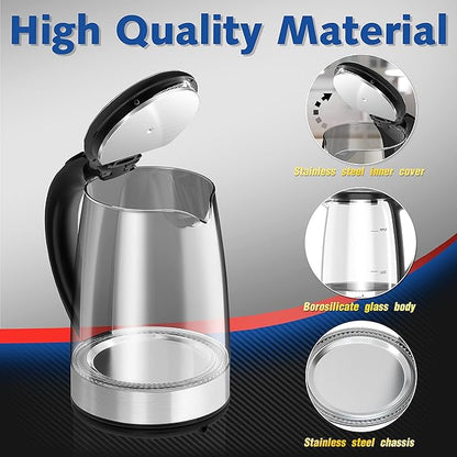 Dezin Electric Kettle, BPA-Free 2L Electric Water Heater, Glass Electric Tea - Image 4