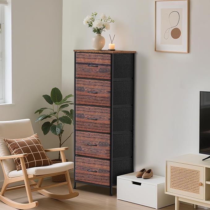 5 Fabric Drawer Dresser for Bedroom, Chest of Drawers - Image 2