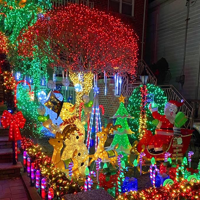 YEGUO 66ft 200 LED Red Halloween Lights Outdoor Waterproof, Green Wire Christ...