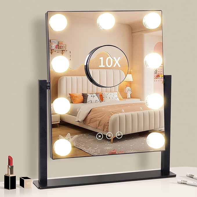 Vanity Mirror with Lights, Makeup Mirror with Lights with 9 Dimmable LED Bulbs - Image 6