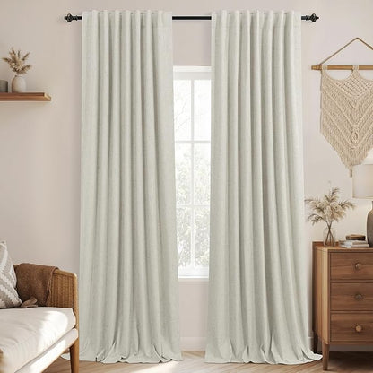 KOUFALL Large Window Apartment Curtains Blackout Linen Pleated 11 FT 11FT Tall - Image 9