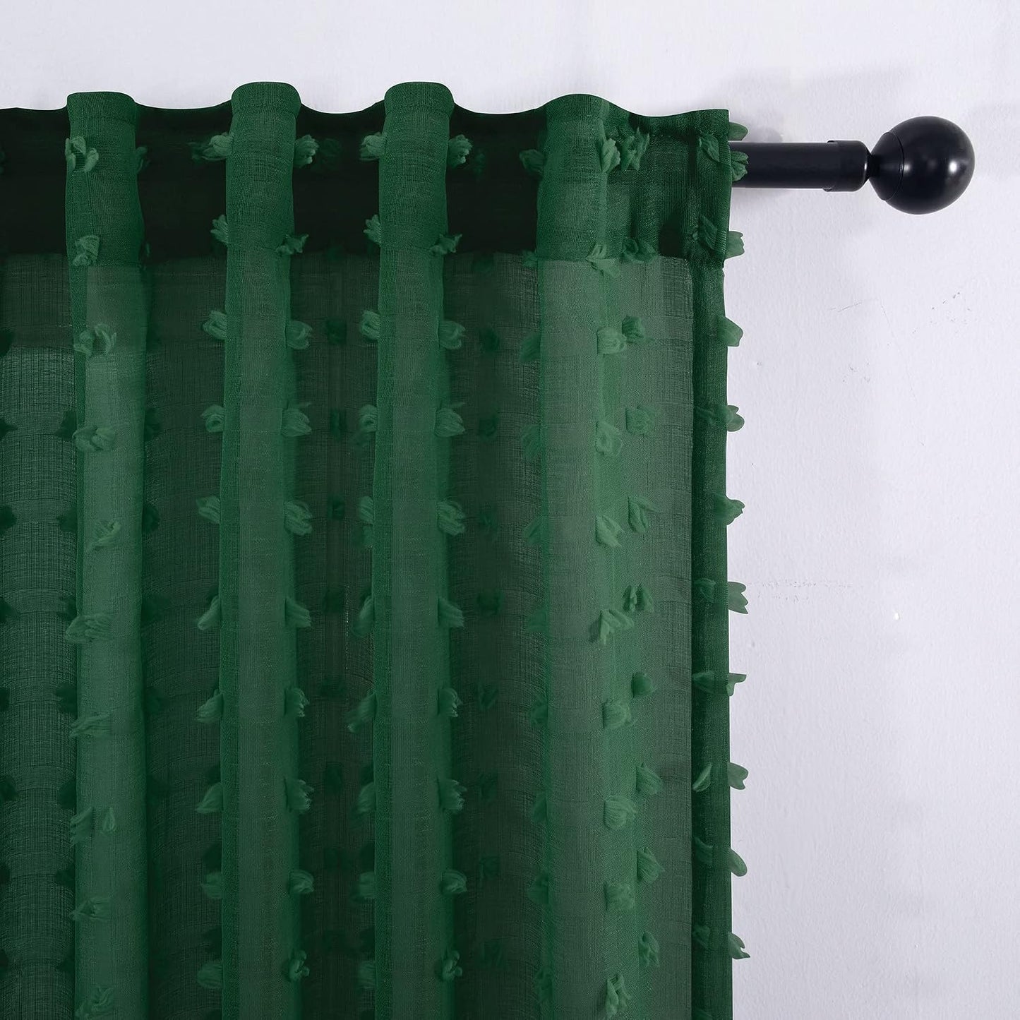 KOUFALL Dark Emerald Green Curtains for Living Room 96 Inch Long 2 Panel Set Sheer Vintage Moody Curtains for Bedroom Dining Room Cortinas De Navidad para Sala Navideñas