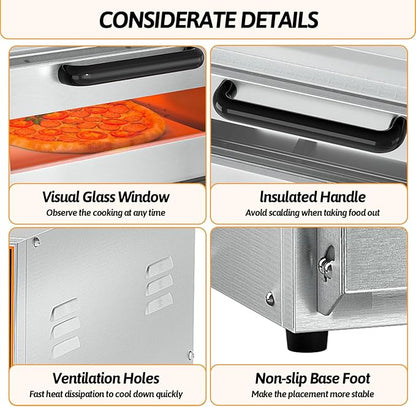 Shikha Commercial Countertop Pizza Oven 16 inch, Double-Layer Electric Pizza - Image 4