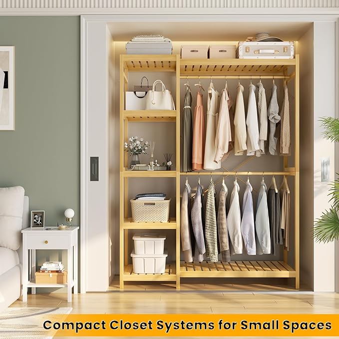 Homykic Bamboo Clothes Rack Garment Rack - Image 3