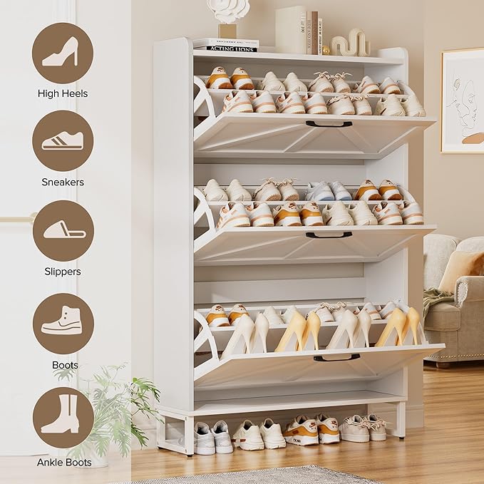 EOYUTLLY Shoe Cabinet Storage for Entryway, Narrow Shoe Rack - Image 3