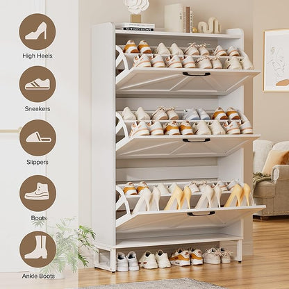 EOYUTLLY Shoe Cabinet Storage for Entryway, Narrow Shoe Rack - Image 3