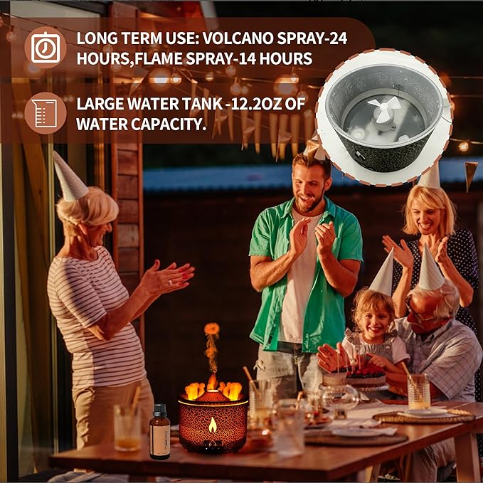 BOHOFAM Aroma Essential Oil Diffuser 360 ML, Volcano and Flame - Image 4