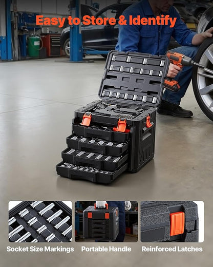 VEVOR Mechanics Tool Set, 230-Piece Mechanic Tool Kit, 1/4 in, 3/8 in, and 1/2 - Image 7