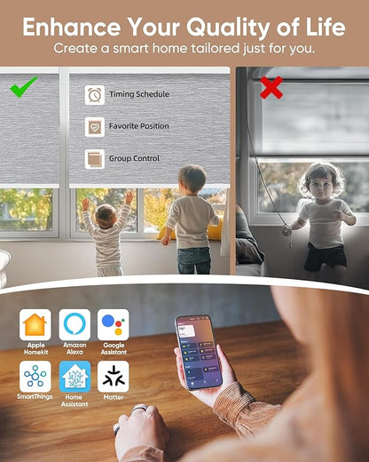 Kincmo Motorized Blinds with Remote, 100% Blackout Motorized Roller Shades Work - Image 3