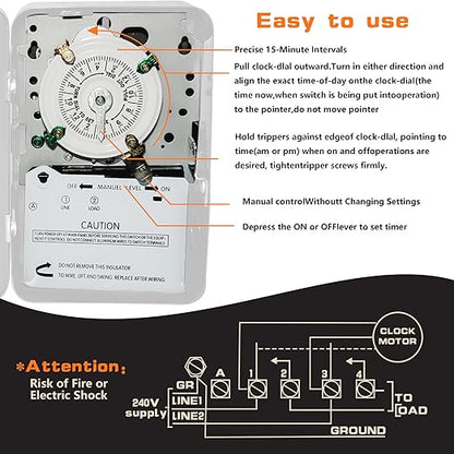 T101 Mechanical Time Switch, 24-Hour 120 V Mechanical Time Switch, Reliable - Image 3