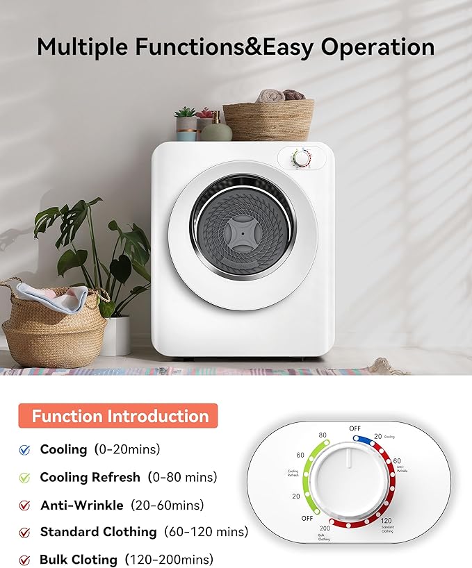 Euhomy Portable Clothes Dryer, 1.5 Cu.Ft. Portable Dryer, 850W Drying Machine - Image 3