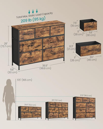SONGMICS Dresser for Bedroom, Chest of Drawers, 7 Non-Woven Fabric Drawers - Image 2