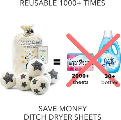 Friendsheep Wool Dryer Balls, Organic Reusable Fabric Softener Alternative - Image 3