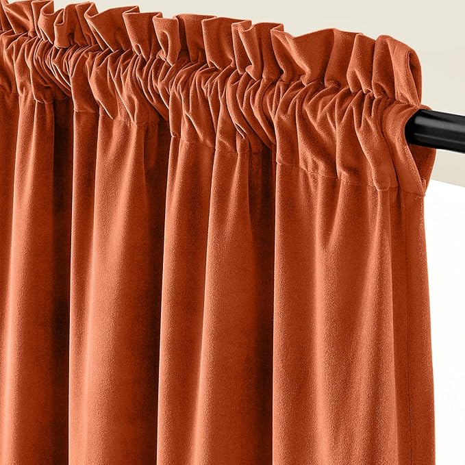 Lazzzy Halloween Blackout Velvet Curtains Orange Fall Decor Thermal Insulated - Image 2