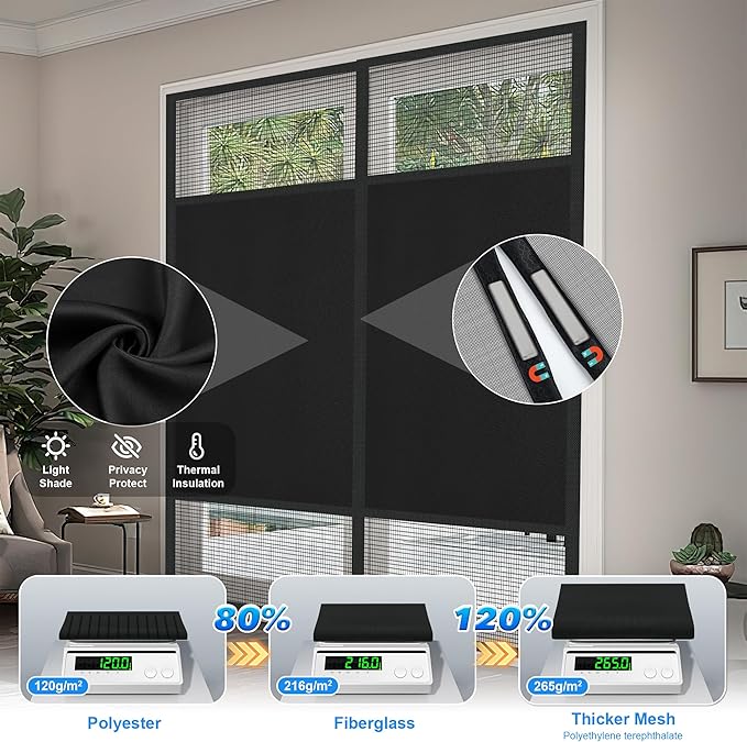 Magnetic Screen Door 72"x80" Blackout – Privacy Protection, Powerful Magnets - Image 5