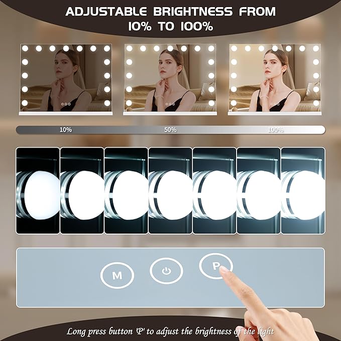 Vanity Mirror with Lights Lighted Makeup Mirror with 15 Dimmable LED Bulbs - Image 3