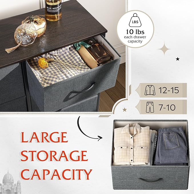 WLIVE Fabric Dresser for Bedroom, 6 Drawer Double Dresser, Storage Tower - Image 5