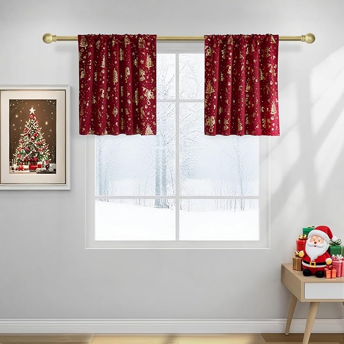 NICETOWN 2 Panels Christmas Cafe Curtains - Image 8