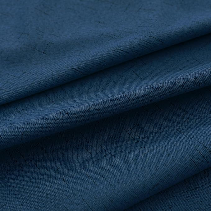 KOUFALL Navy Blue Linen Blackout Curtains 84 Inch Length, Dark Blue Thermal - Image 8