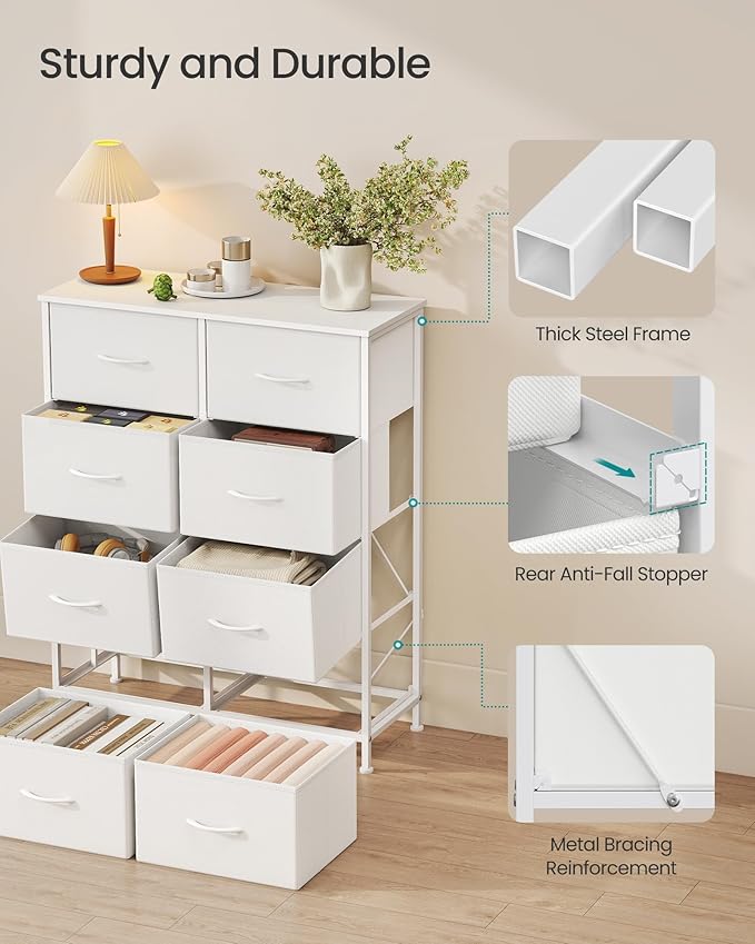 SONGMICS Dresser for Bedroom, Chest of Drawers, 8 Non-Woven Fabric Drawers - Image 6