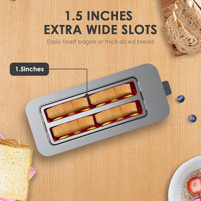 Geek Chef Long Slot Toaster 4 Slice, 1.5" Touch Screen Extra Wide Slots - Image 9