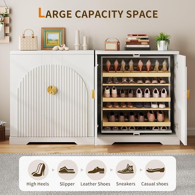 Vlsrka Shoe Cabinet Storage for Entryway, 6-Tier Rotating Shoe Organizer Cabinet - Image 4